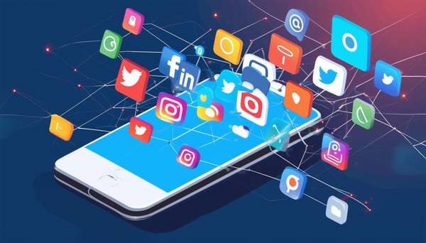 A dynamic image showcasing various social media pl A dynamic image showcasing various social media pl